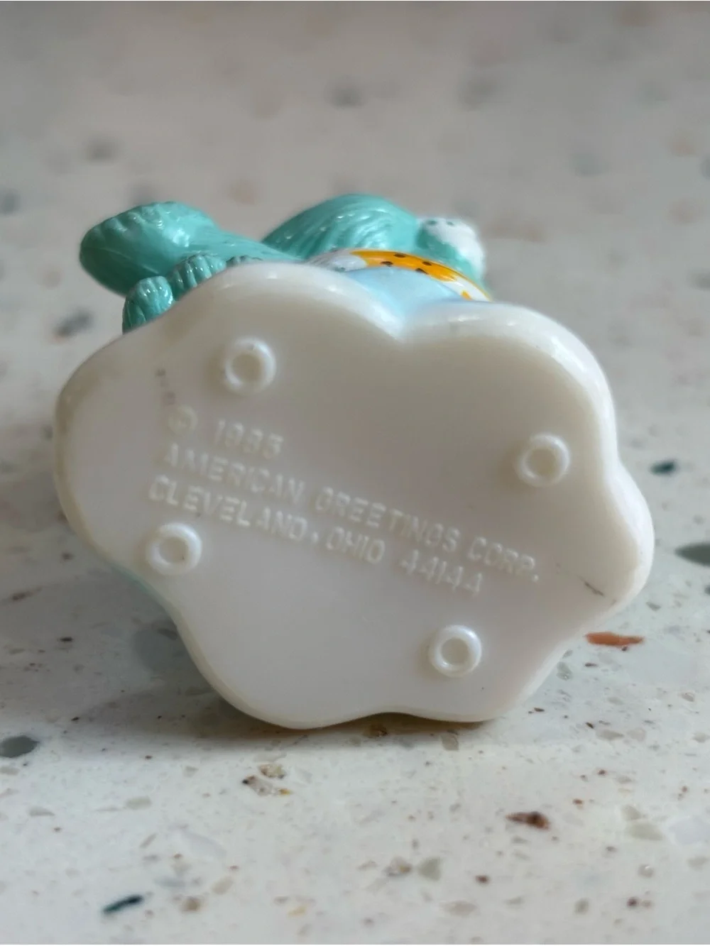 Vintage 1985 American Greetings Care Bear Keychain Charm with Yellow Star Badge